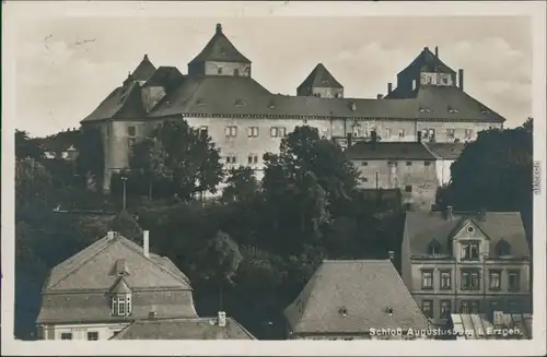 Ansichtskarte Augustusburg Häuse und Augustusburg 1930 