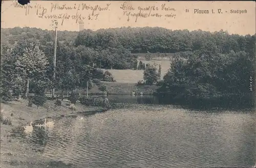 Ansichtskarte Plauen (Vogtland) Partie im Stadtpark 1912 