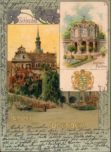 Innere Altstadt-Dresden 2 Bild Jugendstil Heraldik: Schloßhof u. Zwinger 1903 