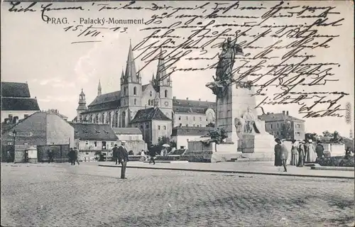 Ansichtskarte Prag Praha Platz, Palacky Monument 1913 