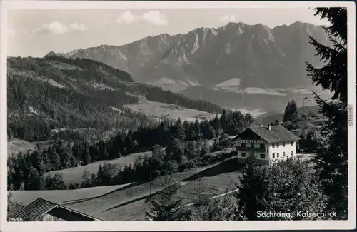 Ansichtskarte Sachrang-Aschau im Chiemgau Panorama-Ansicht mit Bergmassiv 1955