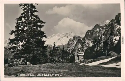 Ansichtskarte Obertraun Gablonzer Haus mit Dachsteinmassiv (1550 m) 1955