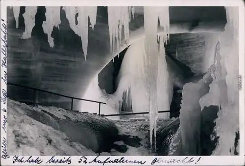 Ansichtskarte Obertraun Dachsteinhöhlen - Eisgrund - Große Eiskapelle 1938