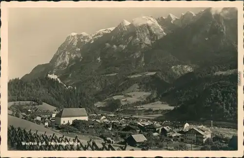 Ansichtskarte Werfen Blick auf die Stadt, Tennengebirge 1938