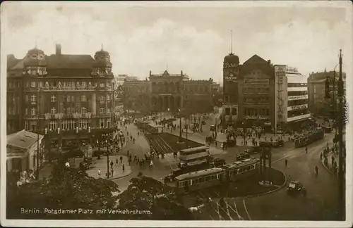 Ansichtskarte Tiergarten-Berlin Potsdamer Platz mit Verkehrsturm 1920