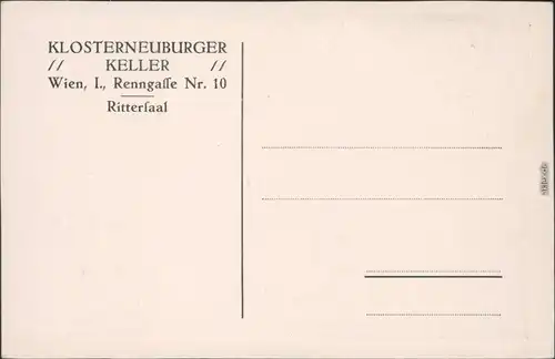 Ansichtskarte Wien Klosterneuburger Keller - Rittersaal 1910