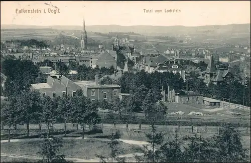 Falkenstein (Vogtland) Panorama-Ansicht vom Lachstein mit Kirche im Zentrum 1914