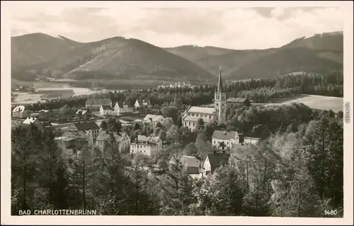Ansichtskarte Bad Charlottenbrunn Jedlina-Zdrój Blick auf die Stadt 1940