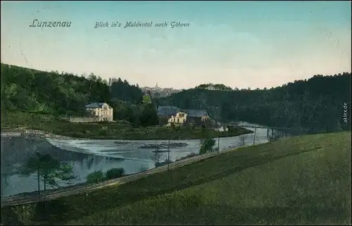 Ansichtskarte Lunzenau Blick in's Muldental nach Göhren 1912