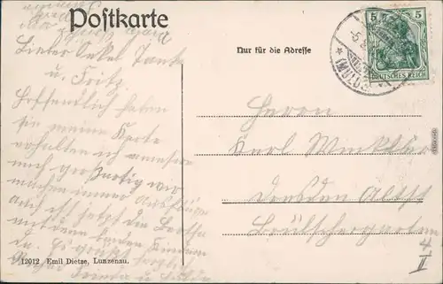 Ansichtskarte Lunzenau Blick in's Muldental nach Göhren 1912