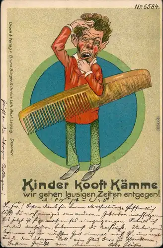 Ansichtskarte  Scherzkarten - Kinder kooft Kämme 1901