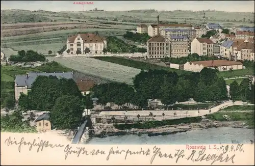 Ansichtskarte Rosswein/ Roßwein Blick auf die Stadt Fabrikanlage  1906