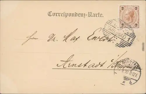 Ansichtskarte Karlsbad Karlovy Vary Stephanienwarte 1898 