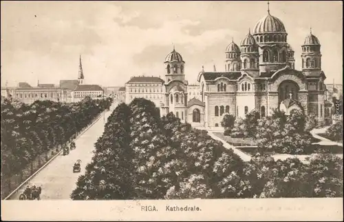 Riga Rīga Ри́га Straßenpartie an der Kathedrale 1915 