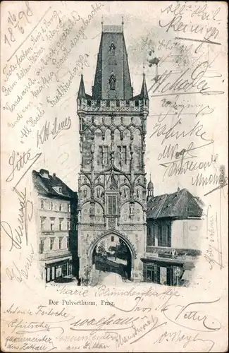 Ansichtskarte Prag Praha Prager Pulverturm | Prašná brána 1898