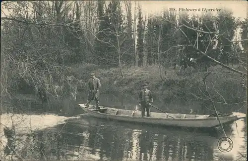 Ansichtskarte  Fischer auf Boot im Fluss 1906