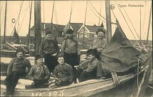 Ansichtskarte  Fischer auf Boot "Types Hollandais" 1916