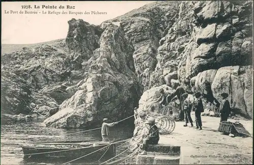 CPA Plogoff Pointe du Raz - Fischer mit Netzen - Felsklippen 1913