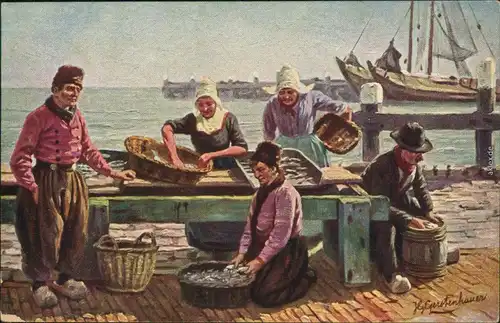 Ansichtskarte  Ansichten aus Ostfriesland & Holland - Fischhandel 1911