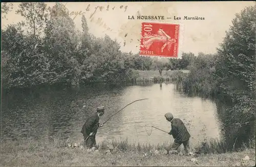 CPA La Houssaye Angler am Teich 1909