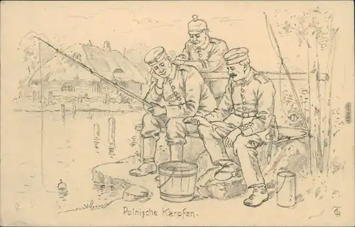 Ansichtskarte  Polnische Karpfen, WK1 Militaria 1917 