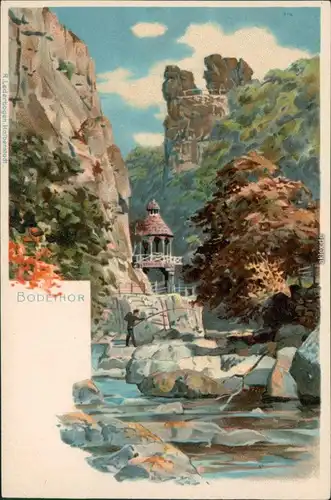 Ansichtskarte Thale (Harz) Bodetor / Bodethor - Fischer Künstlerkarte 1904