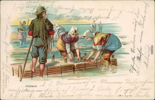 Ansichtskarte  Angler, Fischzucht - Holland Künstlerkarte 1903 