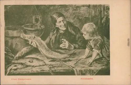 Ansichtskarte  Ernst Zimmermann - Fischhandel 1922