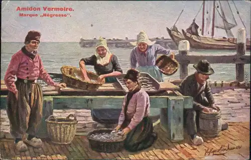  Amidon Vermeire - Marque Negresse/Fischer / Angler - Fischhandel 1912