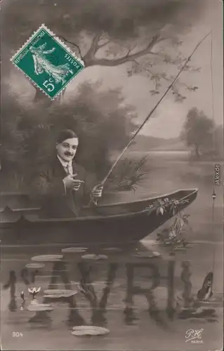 Ansichtskarte  Fischer / Angler - Boot  Fotokunst 1915