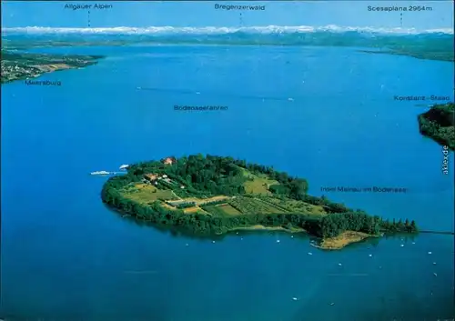 Ansichtskarte Konstanz Luftbild Insel Mainau 1995