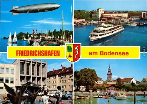 Ansichtskarte Friedrichshafen Zeppelin, Hafen, Brunnen, Kirche 1995