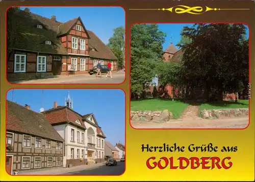 Ansichtskarte Goldberg Heimatmuseum, Rathaus, Kirche 1995