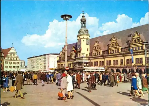 Ansichtskarte Leipzig Altes Rathaus und Alte Waage am Markt 1975