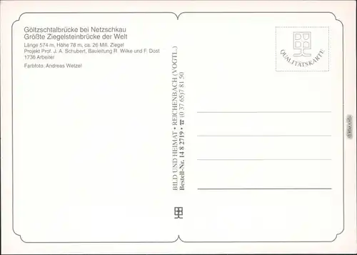 Ansichtskarte Netzschkau (Vogtland) Göltzschtalbrücke 1995