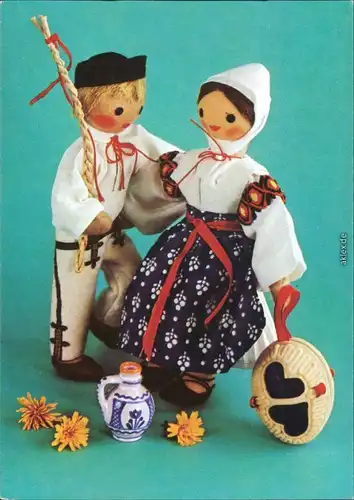 Glückwunsch/Grußkarten: Ostern  Karten - Puppen mit sorbischen Trachten 1979