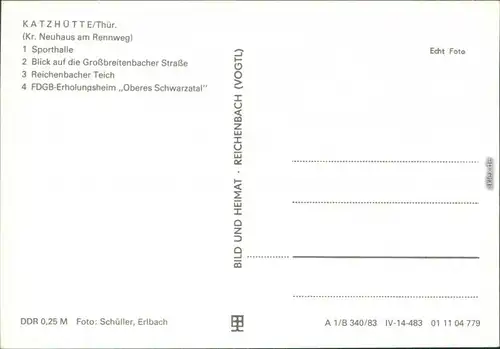 Katzhütte (Schwarzatal)  Großbreitenbacher Straße, Reichenbacher     1983