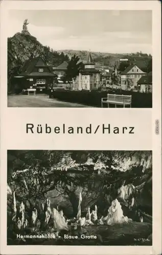 Ansichtskarte Rübeland Hermannshöhle - Eingang - Blaue Grotte 1955