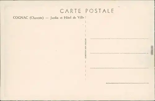 CPA Cognac Jardin et Hotel de Ville/Garten des Stadthotels 1940