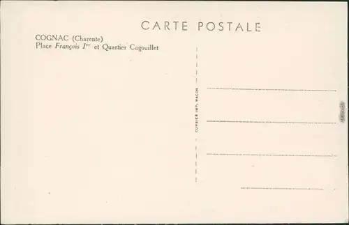 CPA Cognac Place/Platz Francois 1er und Quartier Cagouillet 1940