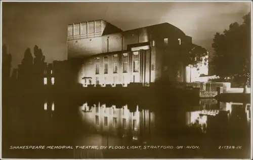Stratford-upon-Avon Shakespeare Memorial Theatre  Flutlicht bei Nacht 1928