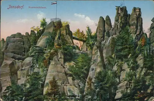 Ansichtskarte Jonsdorf Partie am Nonnenfelsen 1914 