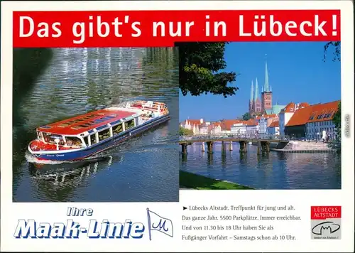 Ansichtskarte Lübeck Fluss, Personenschiff MAAK-Linie 1995