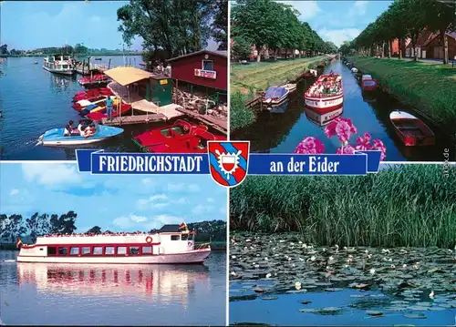 Ansichtskarte Friedrichstadt (Eider) Schiffe, Kanal, Bootsanlegestelle 2004