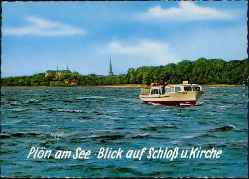 Ansichtskarte Plön See, Kirche, Schloß, Fahrgastschiff 1990