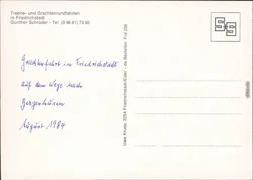 Ansichtskarte Friedrichstadt (Eider) Treene- und Gartenrundfahrten 1984