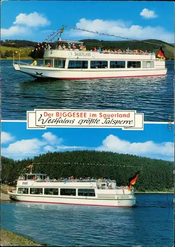 Attendorn Biggesee / Biggetalsperre, Fahrgastschiff Sauerland 1980
