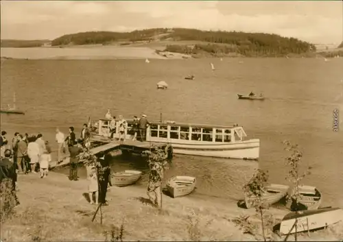 Ansichtskarte Pöhl Talsperre - Bootsanlegestelle mit MS Triebtal 1967