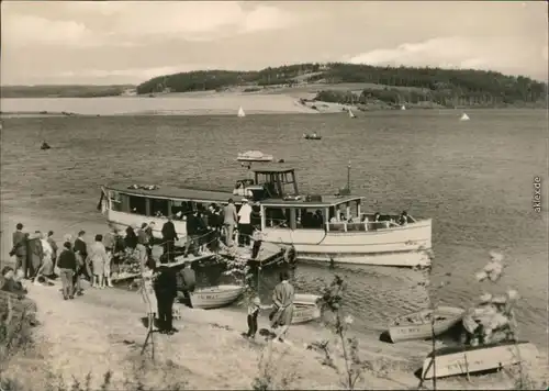 Ansichtskarte Pöhl Talsperre, Bootsanlegestelle mit MS "Vogtland" 1967