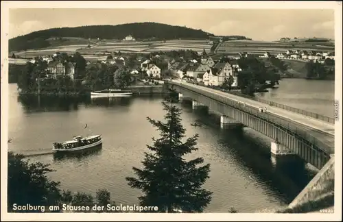 Saalburg-Ebersdorf (Saale) Brücke, Panorama, Fahrgastschiff 1938